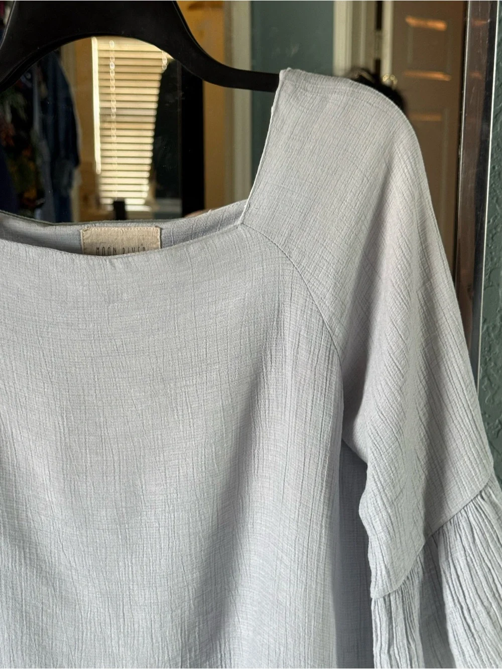 Anthropologie Moon River Boho Square Neckline Trendy Oversized Top